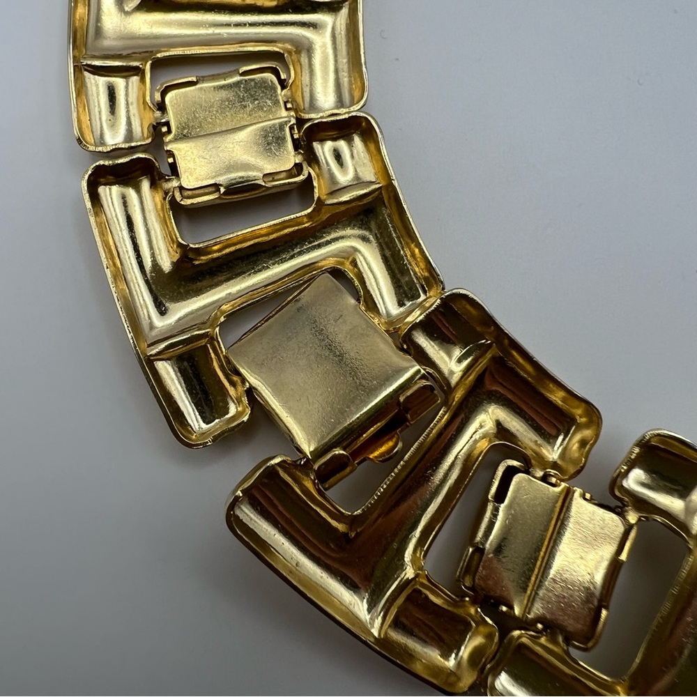 PRICE FIRM Vintage Chunky Gold Tone Egyptian Revival Wide Chain Collar Necklace - Picture 4 of 6